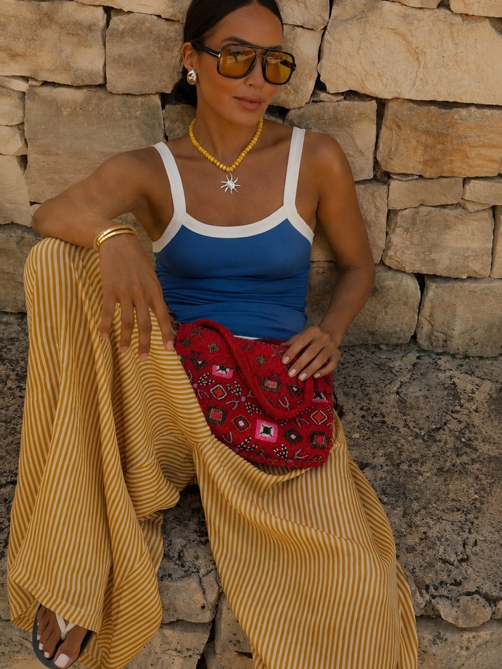 ✨ Fully Beaded Red Tote Bag – Artisan Statement Piece